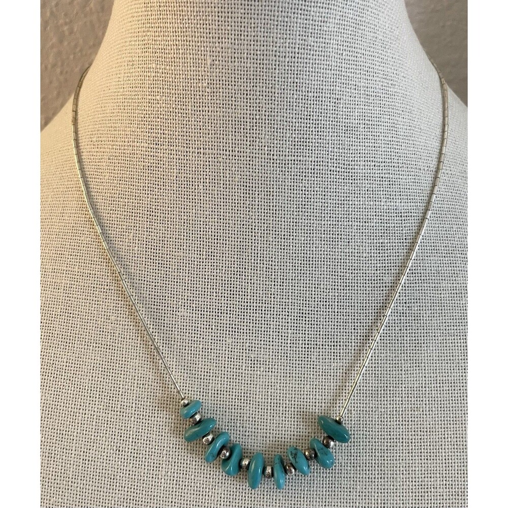 Southwestern Liquid Silver Vintage Turquoise Bib Necklace